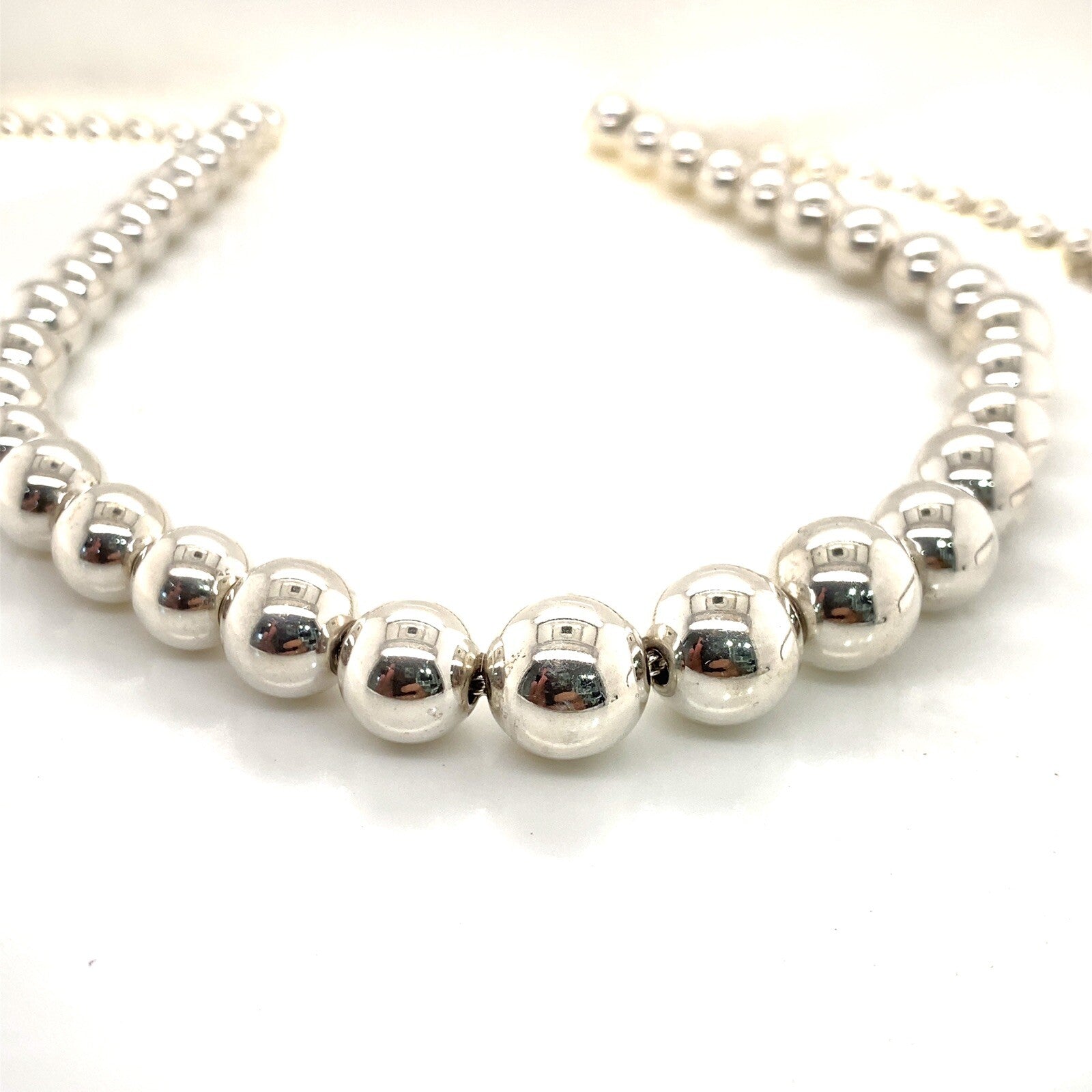 Tiffany & Co. Sterling Silver Graduating Bead Ball Necklace 16" — view 2
