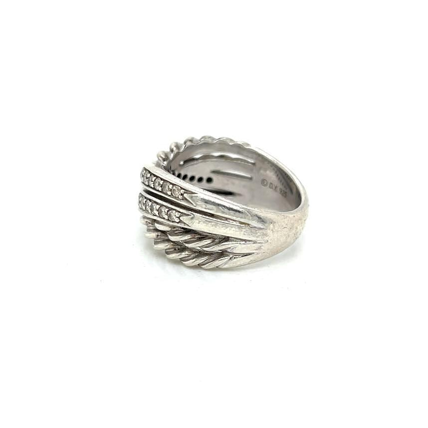 DAVID YURMAN DIAMOND CROSSOVER SILVER RING SIZE 8 — view 6