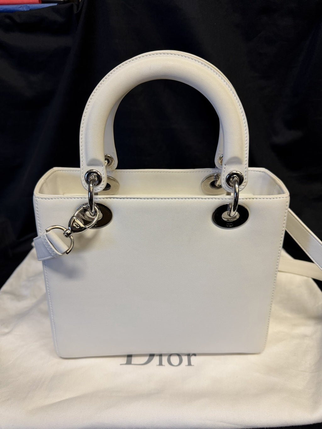 Christian Dior Medium Patch Lady Dior Bag White Calfskin Leather — view 4