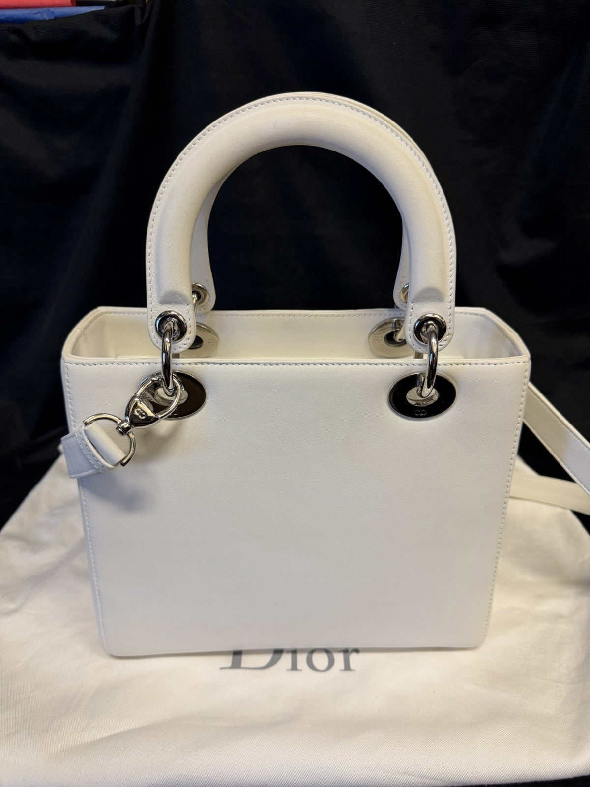 Christian Dior Medium Patch Lady Dior Bag White Calfskin Leather — view 4