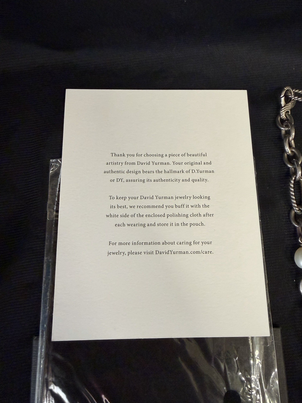 David Yurman Sterling Silver Pearl Onxy Chain Lariat Necklace 16 in/2.5 in drop — view 6