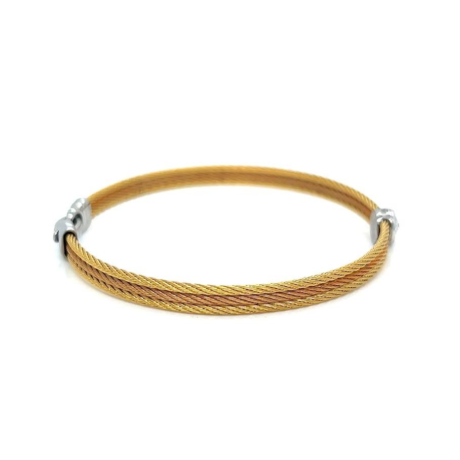 Alor Single Round Classic Stackable Bracelet 6.5 in Stainless Steel, 14K Gold (view 2)