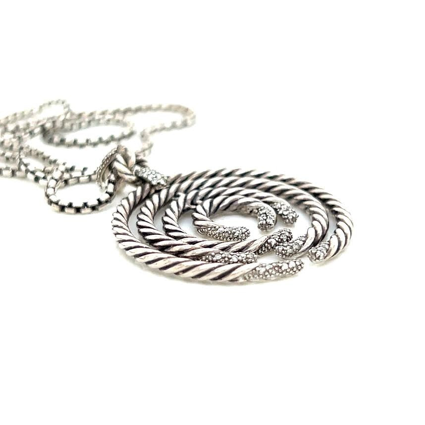 DAVID YURMAN WILLOW PENDANT NECKLACE STERLING SILVER 18" CHAIN W JEWELRY BAG — view 9