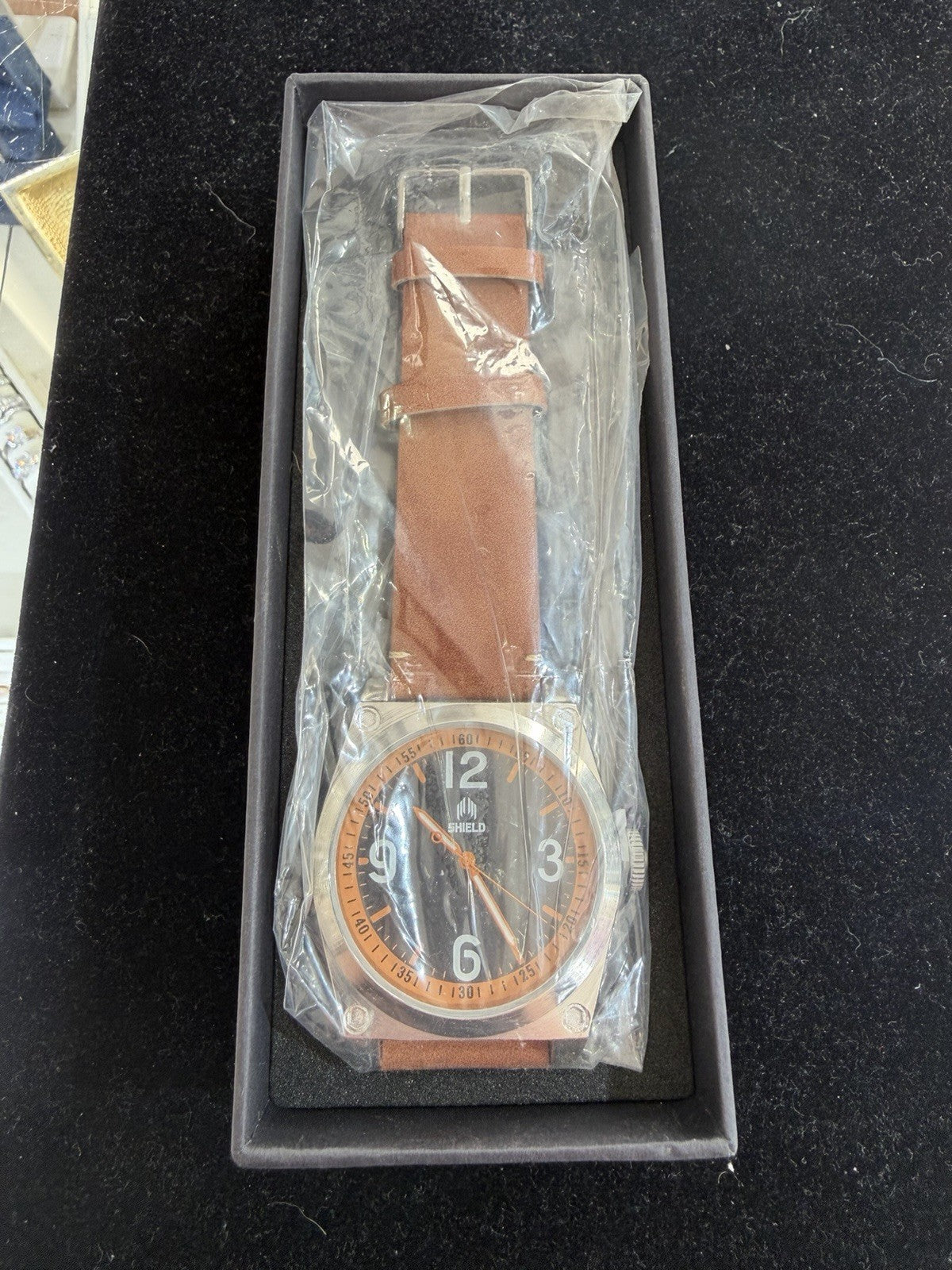 Shield 40mm Cavern Watch Black/Orange Dial, Tan Leather Strap SLDSH110-3 (view 10)