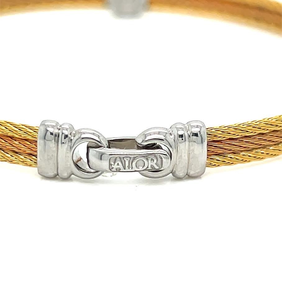 Alor Single Round Classic Stackable Bracelet 6.5 in Stainless Steel, 14K Gold (view 7)