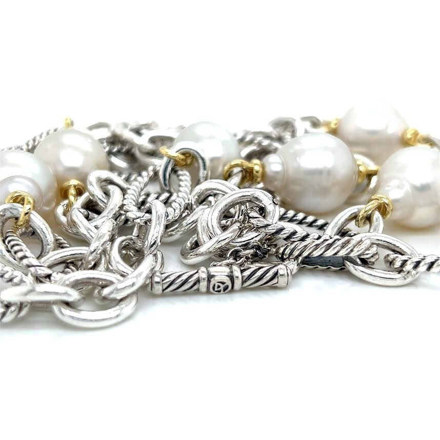 DAVID YURMAN PEARL CHAIN 36" NECKLACE GOLD AND SILVER — Certified Authentic | San Diego Jewelry Buyers