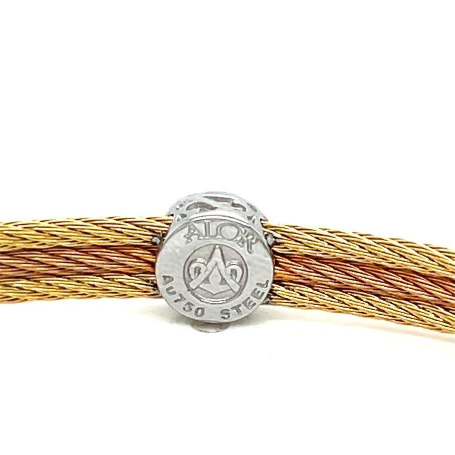 Alor Single Round Classic Stackable Bracelet 6.5 in Stainless Steel, 14K Gold (view 8)