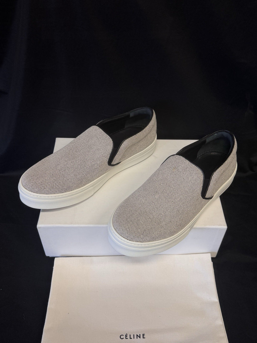 Celine Nappa Black & White Slip-on Sneakers 345131 Size US 8.5 / EU 38.5 (view 4)