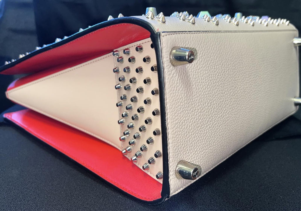 Christian Louboutin Paloma Medium Top Handle Bag Beige Leather Red Interior (view 6)