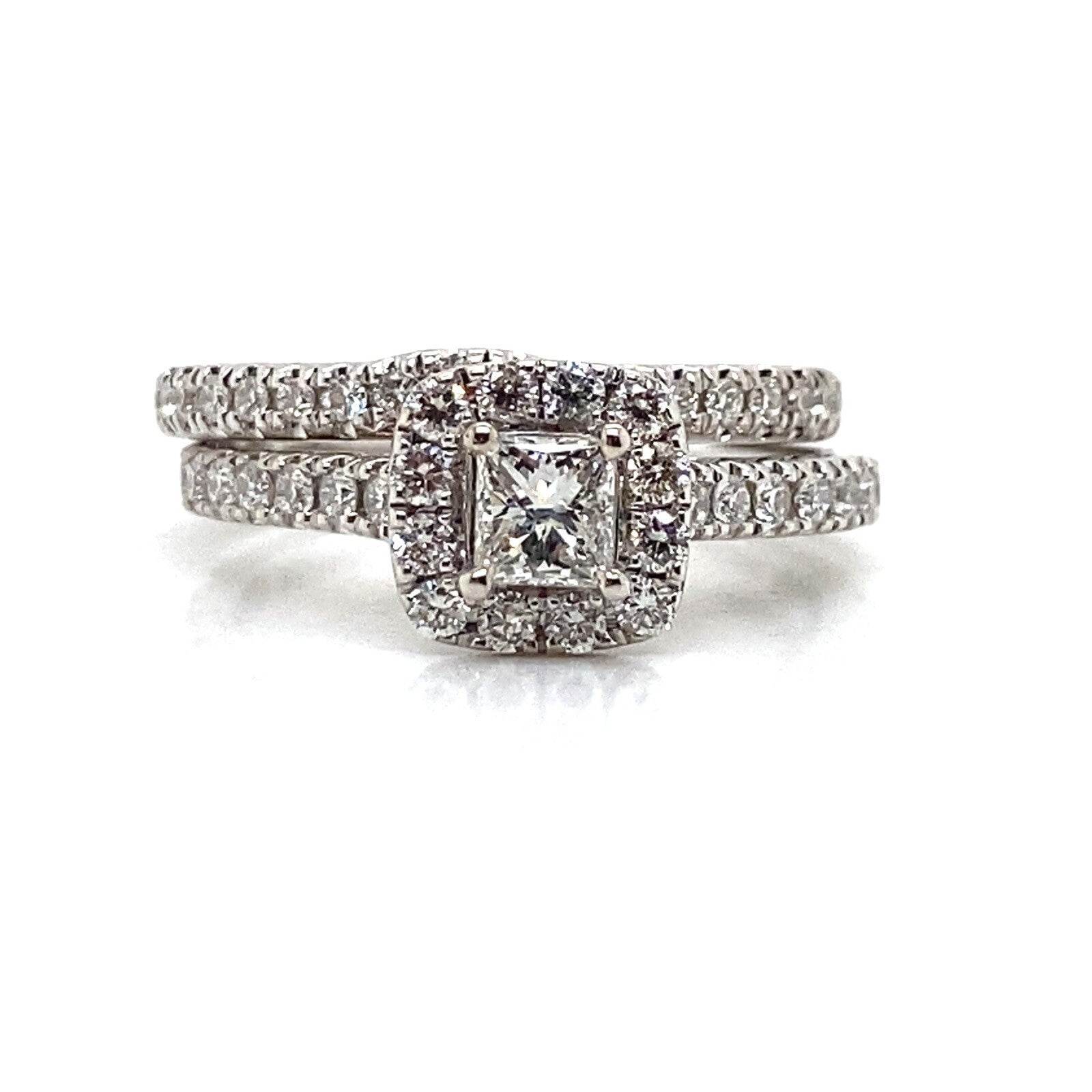 1.11ctw Neil Lane 14k White Gold Diamond Engagement Ring Wedding Band Set 6.25 — Certified Authentic | San Diego Jewelry Buye
