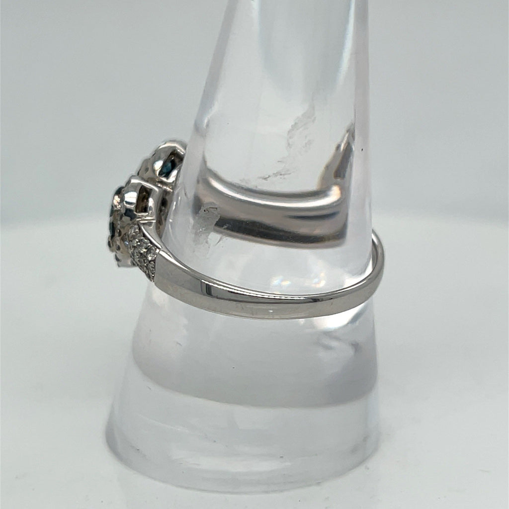 Effy 14K Solid White Gold Blue & White Diamond Ring Size 9 (view 7)