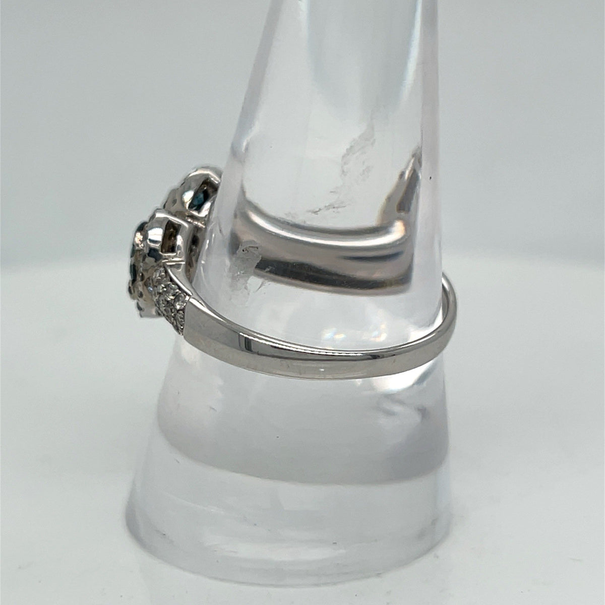 Effy 14K Solid White Gold Blue & White Diamond Ring Size 9 (view 7)