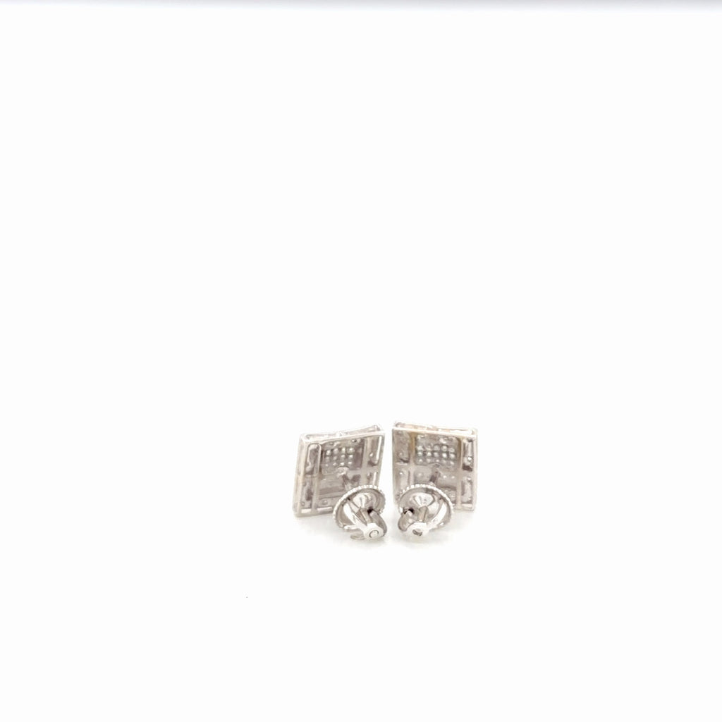 14K White Gold Natural Diamond Square Cluster Stud Earrings 0.25 ctw (view 3)
