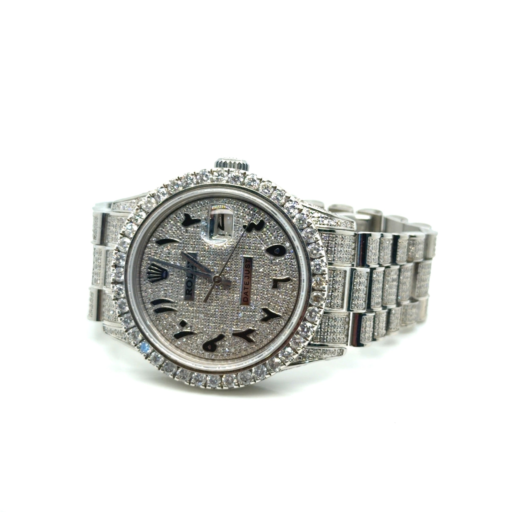 Rolex Datejust 36 Ref. 1600 Steel Aftermarket Diamond Pave Dial & Bezel
