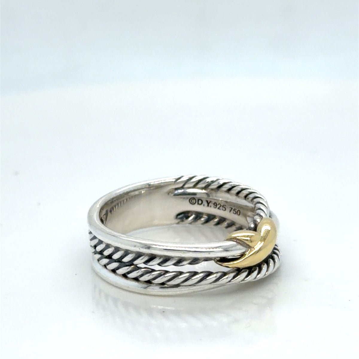 David Yurman Crossover Ring Sterling Silver 18k Gold Two-Tone Size 6.75 (view 2)