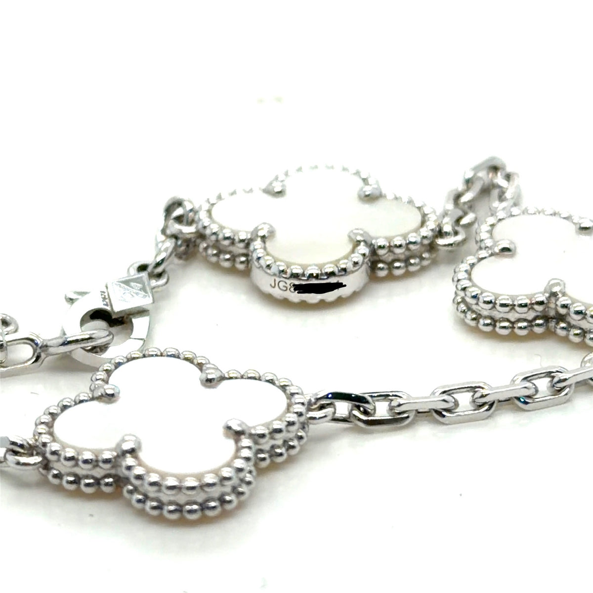 Van Cleef & Arpels Vintage Alhambra 5 Motif 18k White Gold Mother of Pearl Brac (view 3)