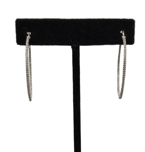 14K White Gold Natural Diamond Hoop Earrings 1.00 ctw I/I1 (view 1)