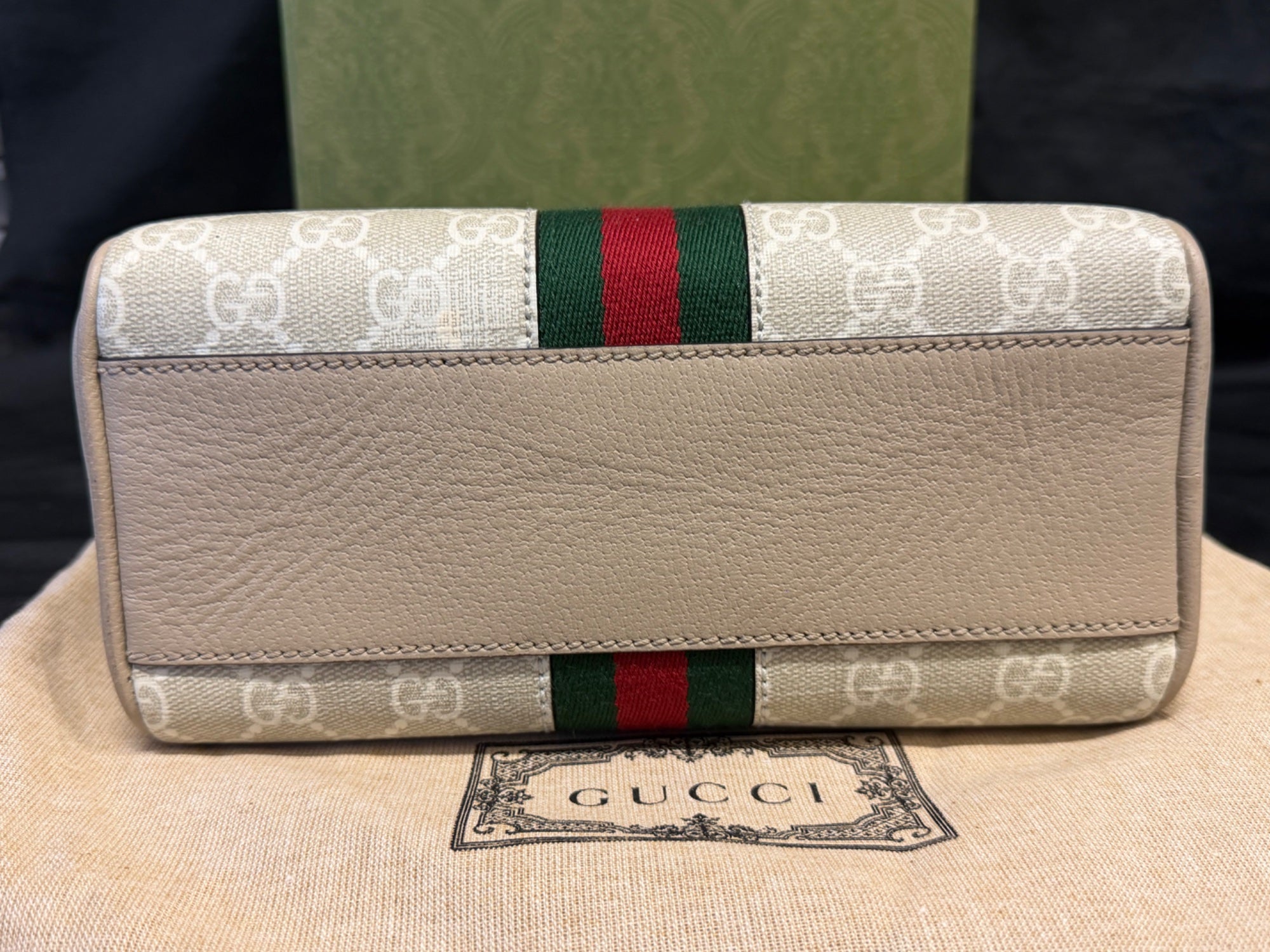 Gucci Ophidia Mini Bag GG Supreme Canvas Beige Web Crossbody (view 7)