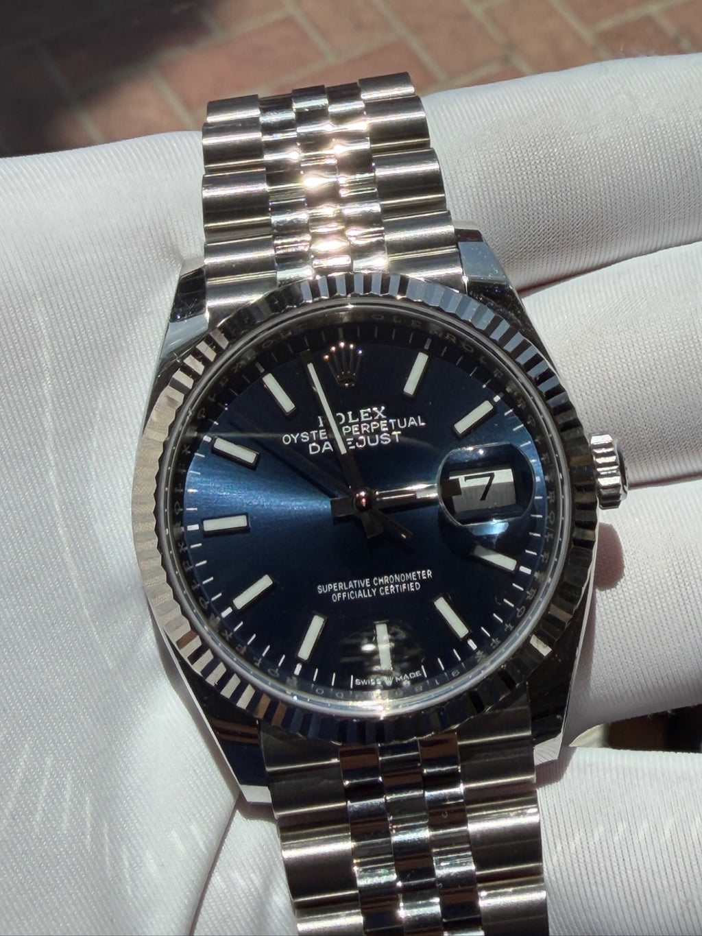 Rolex Datejust 36 Stainless Steel Blue Dial Jubilee Ref 126234 (view 3)