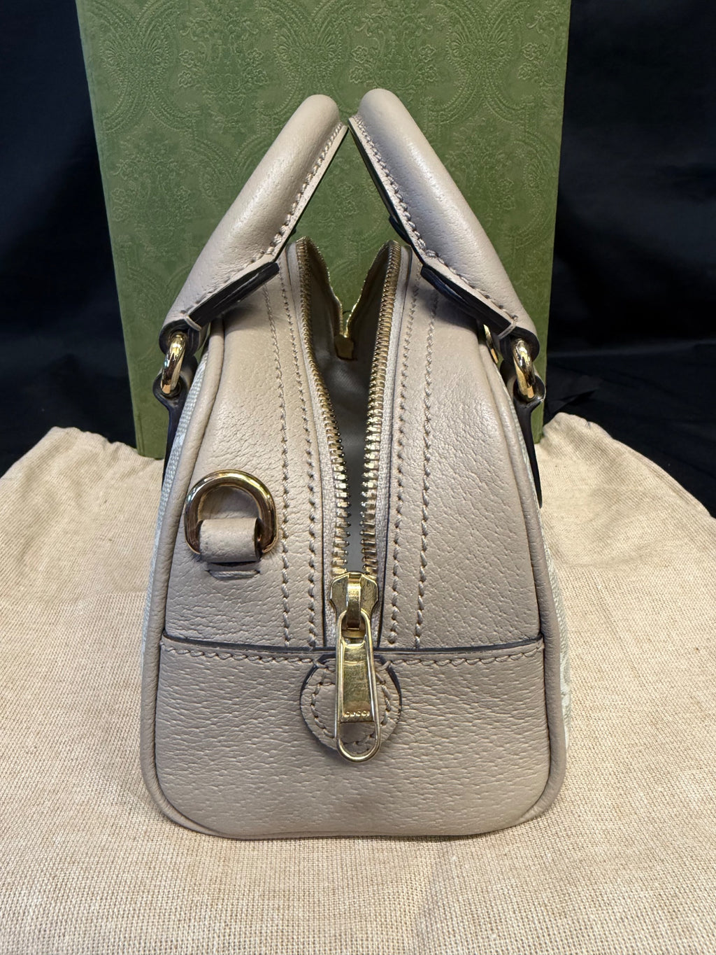 Gucci Ophidia Mini Bag GG Supreme Canvas Beige Web Crossbody (view 4)