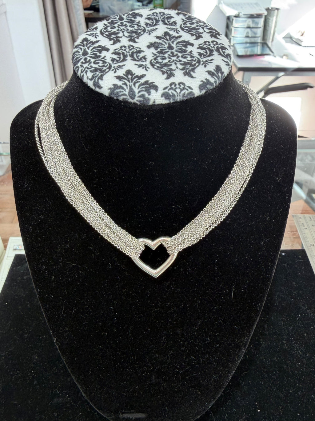 Tiffany & Co. Sterling Silver Multi-Strand Heart Toggle Necklace 16"