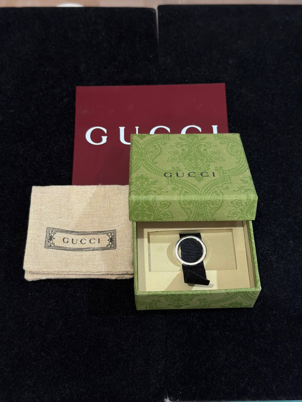 Gucci Sterling Silver GG Logo Band Ring Size 7.5, 925 Silver (view 6)