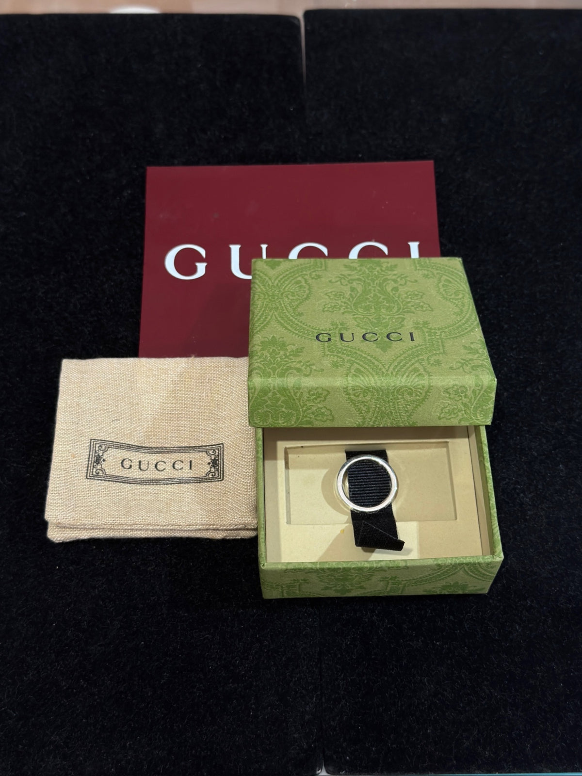 Gucci Sterling Silver GG Logo Band Ring Size 7.5, 925 Silver (view 6)