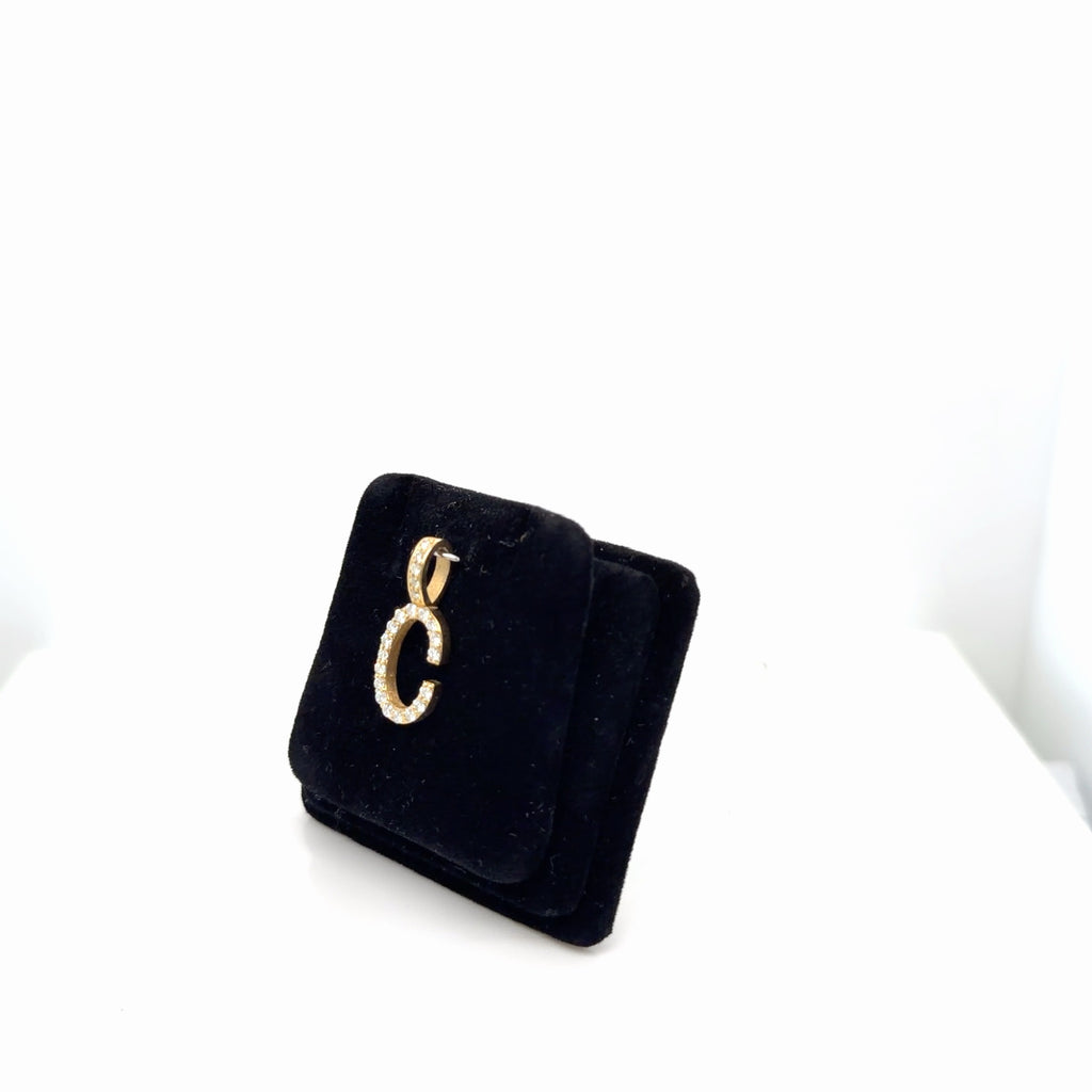 Diamond "C" Initial Pendant 10K Yellow Gold 0.43 ctw Round G SI/I1 (view 2)