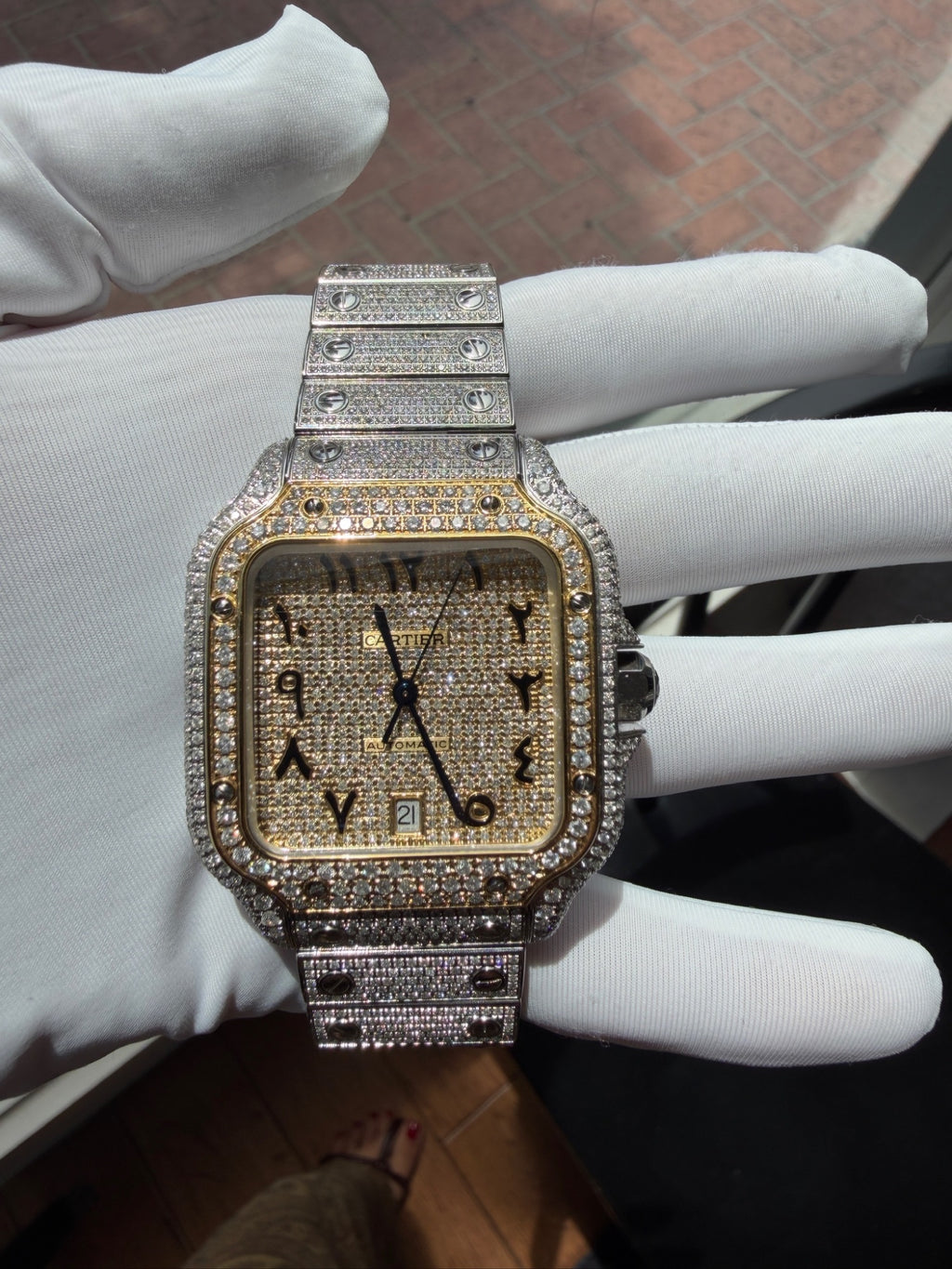 Cartier Santos 40mm Diamond Iced Out Automatic Watch WSSA0018 Box Papers (view 3)