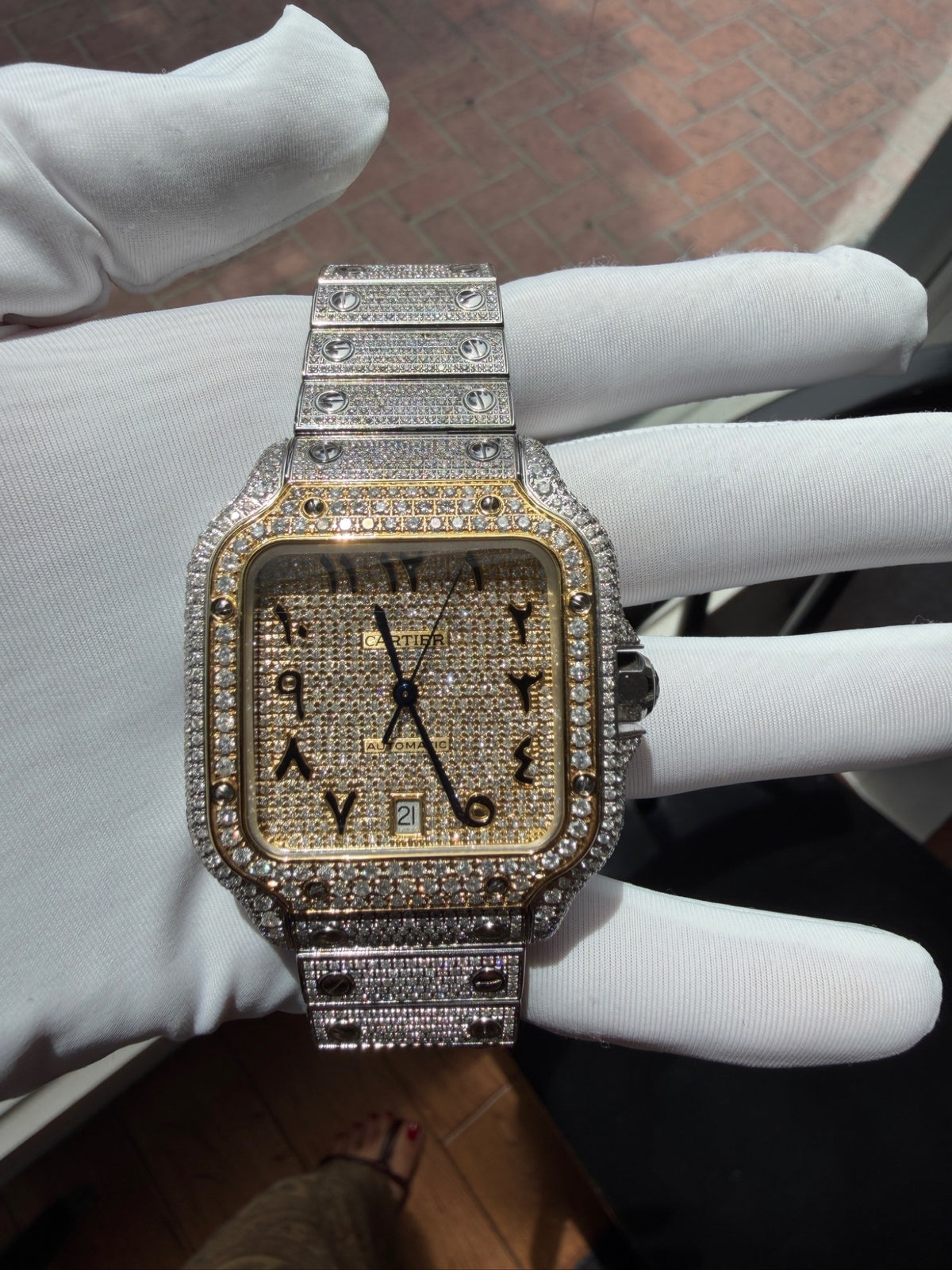 Cartier Santos 40mm Diamond Iced Out Automatic Watch WSSA0018 Box Papers (view 3)