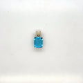 14K Yellow Gold Blue Topaz Emerald-Cut Solitaire Pendant