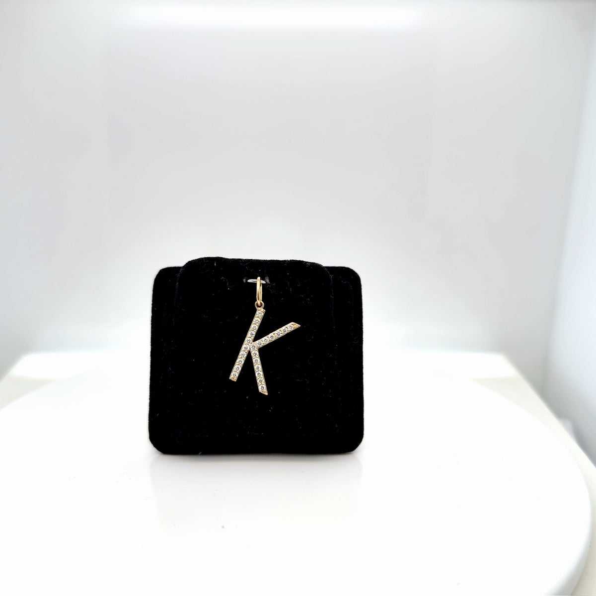 14K Yellow Gold Lab Grown Diamond "K" Initial Pendant 0.35 Ctw (view 2)