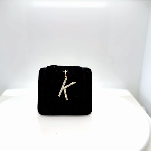 14K Yellow Gold Lab Grown Diamond "K" Initial Pendant 0.35 Ctw (view 2)