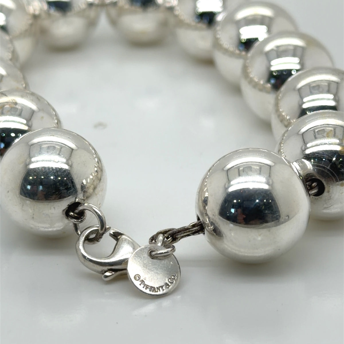 Tiffany & Co. Sterling Silver 14mm Ball Bead Bracelet 925 8 Inch (view 3)