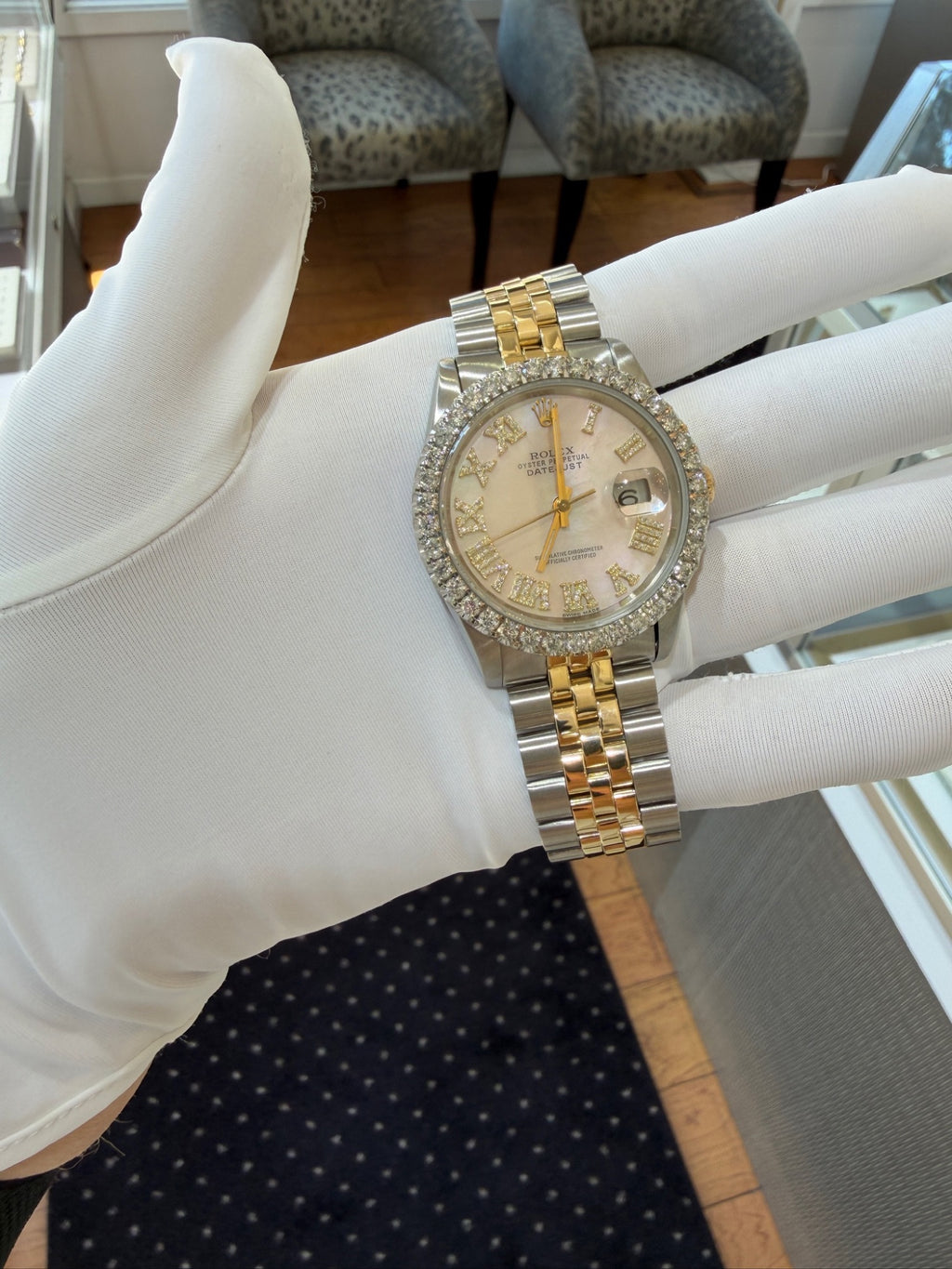 Rolex Datejust 36 Two-Tone Steel 18k Gold MOP Diamond Dial Ref 16233 (view 13)