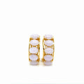 14K Yellow Gold Nephrite Jade Cabochon Hoop Earrings, 8.5g