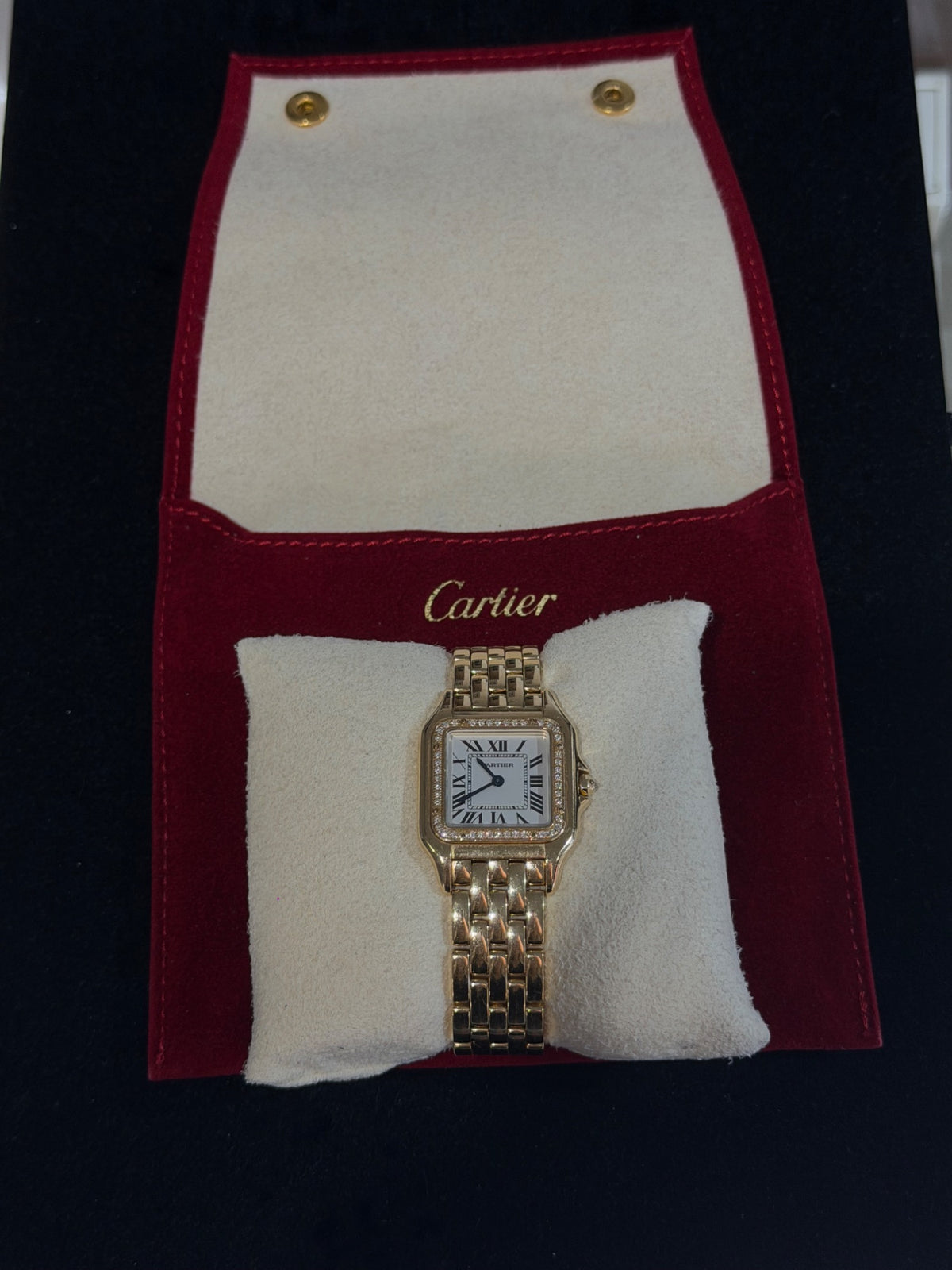 Cartier Panthere 18k Yellow Gold Diamond Bezel Ladies Watch 2021