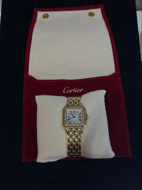 Cartier Panthere 18k Yellow Gold Diamond Bezel Ladies Watch 2021