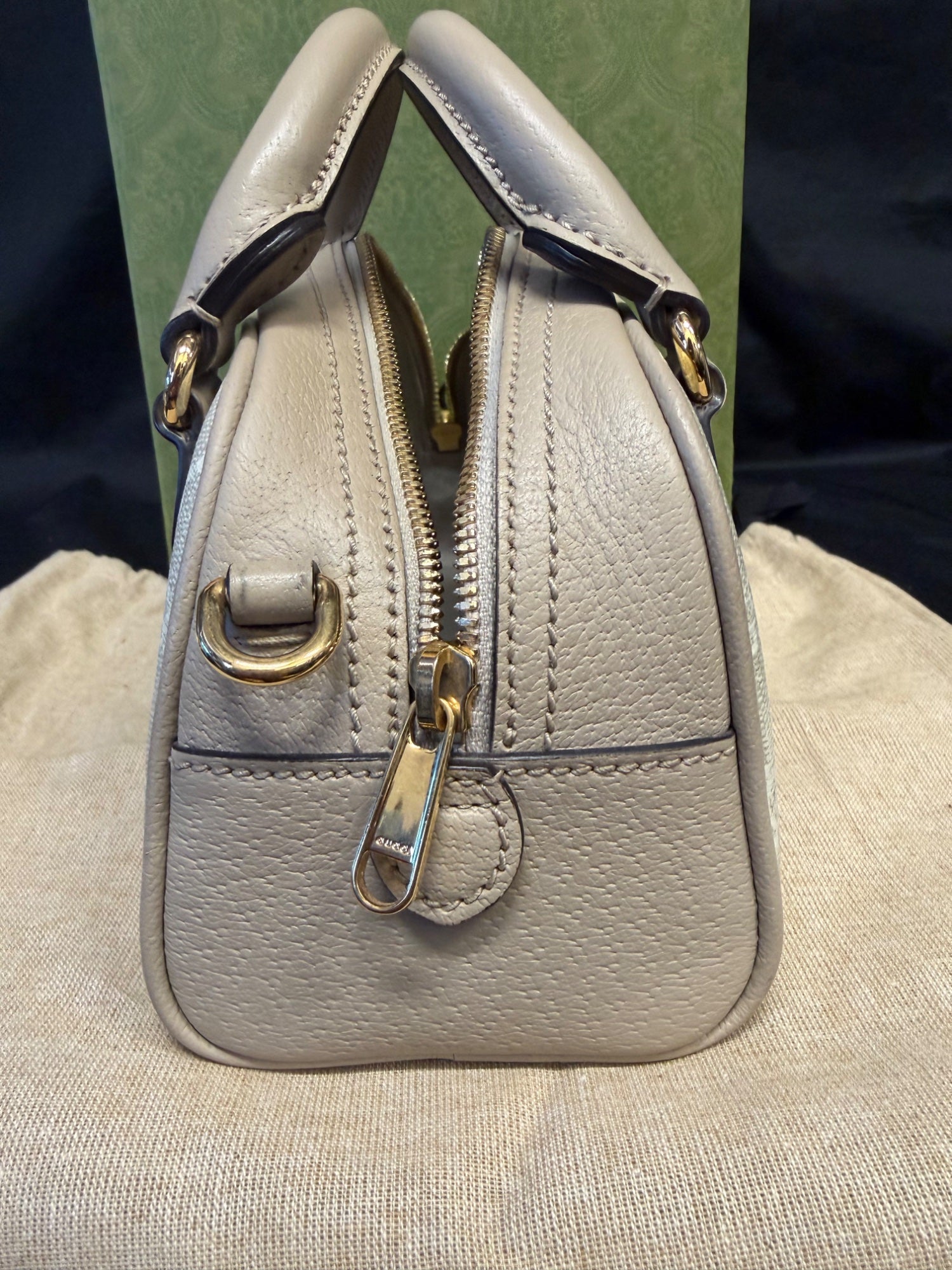 Gucci Ophidia Mini Bag GG Supreme Canvas Beige Web Crossbody (view 6)
