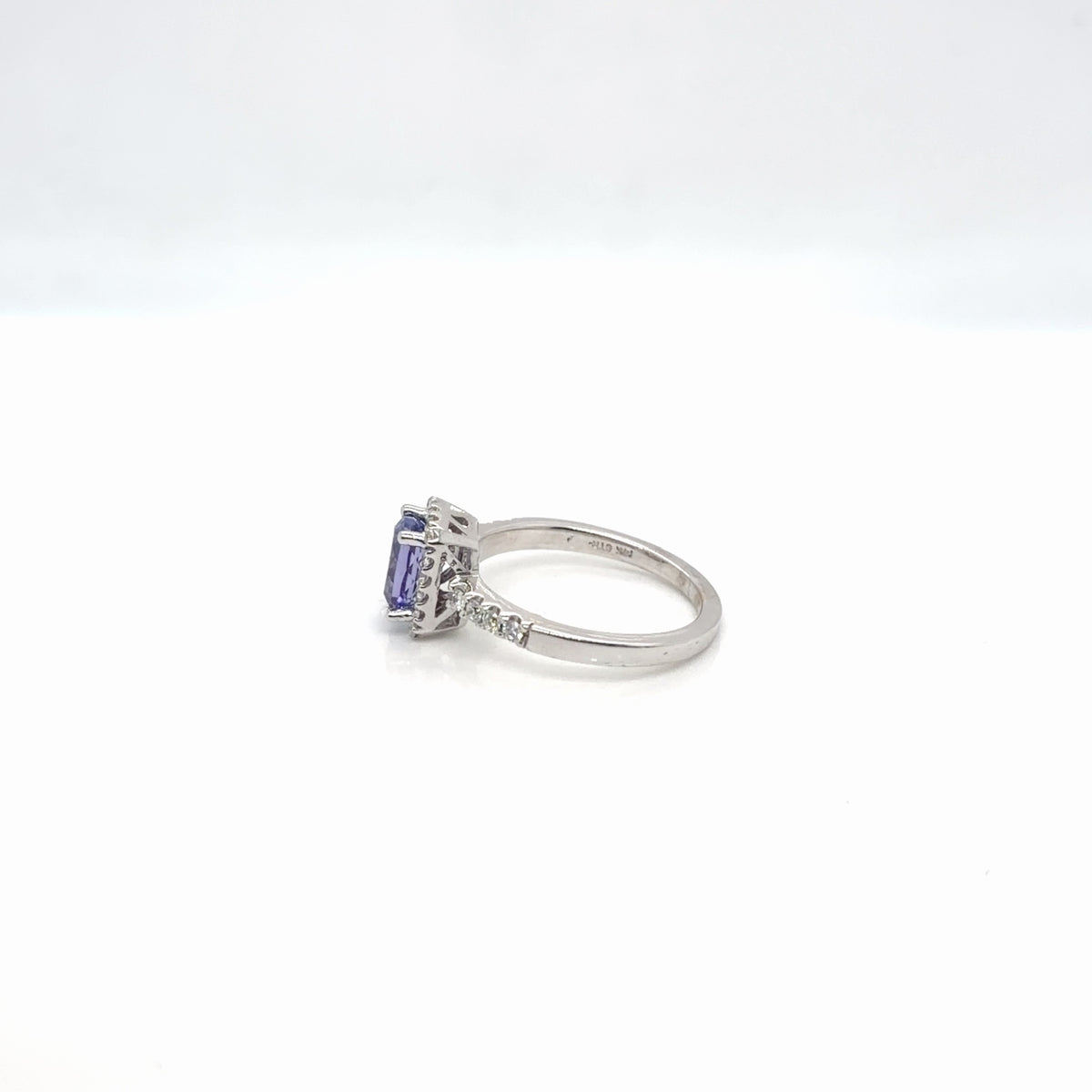 14K White Gold Tanzanite Diamond Halo Ring 1.17 ctw, Size 6.75 (view 4)