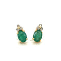 14K Two-Tone Gold Oval Emerald Diamond Stud Earrings 1.32 ctw (view 1)