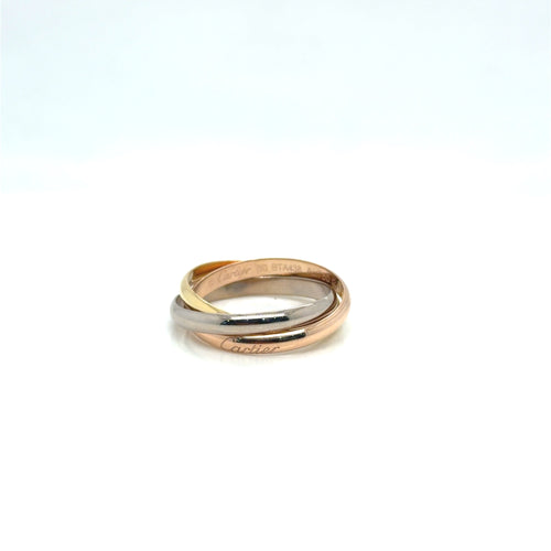 Cartier Trinity 18K Tri-Color Gold Rolling Band Ring Size 8