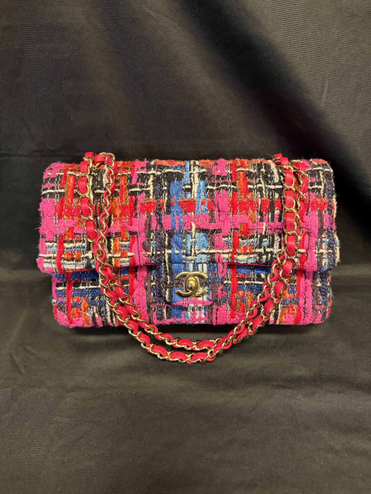 Chanel Fantasy Tweed Medium Double Flap Shoulder Bag Multicolor Gold (view 2)