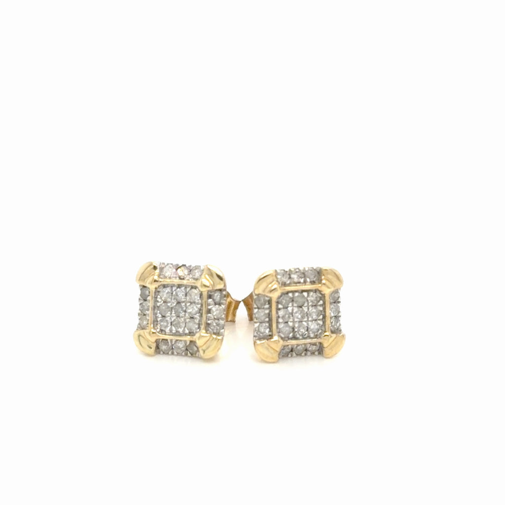 Diamond Cluster Stud Earrings Two-Tone Gold 0.30 ctw Round Natural (view 3)