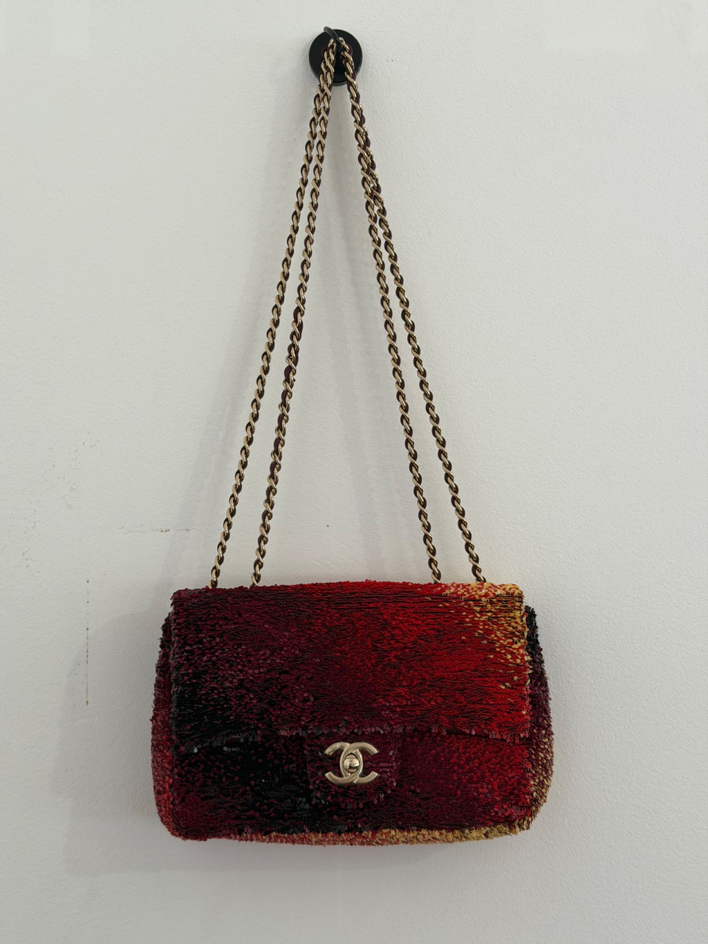 Chanel 23A Sunset Sequin Mini Flap Bag Multicolor Gold-Tone Hardware (view 16)