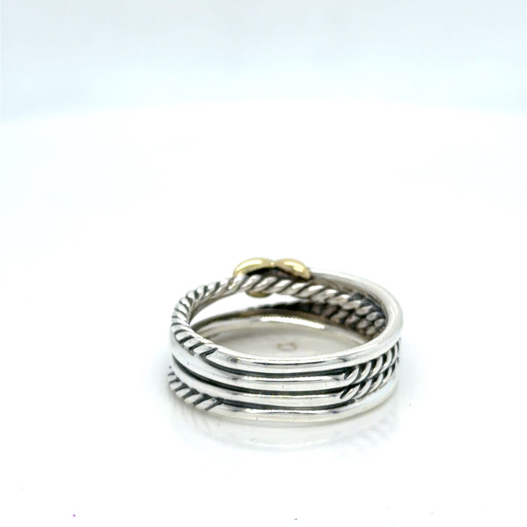 David Yurman Crossover Ring Sterling Silver 18k Gold Two-Tone Size 6.75 (view 5)