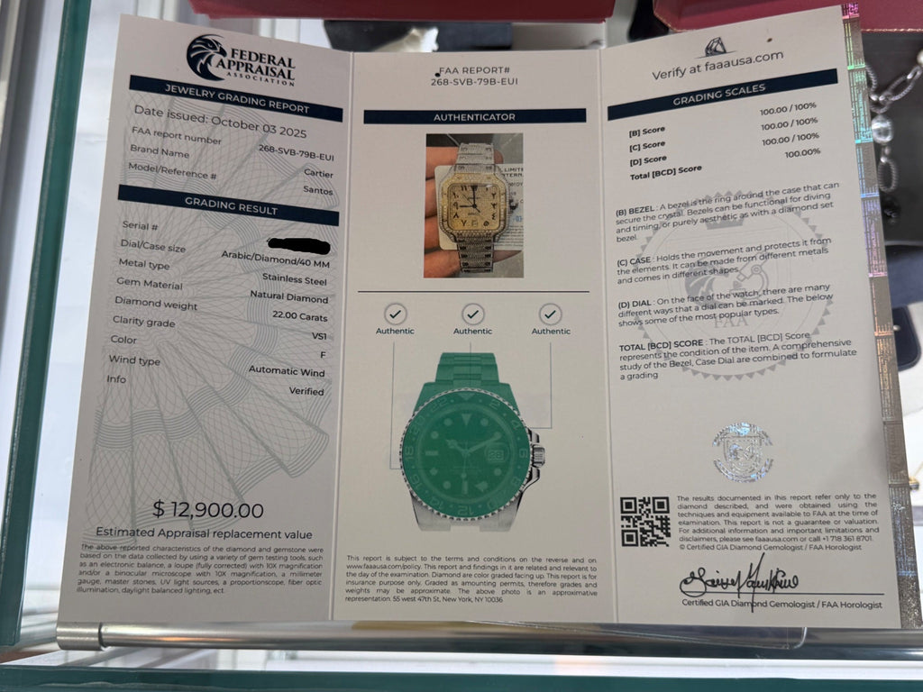 Cartier Santos 40mm Diamond Iced Out Automatic Watch WSSA0018 Box Papers (view 2)
