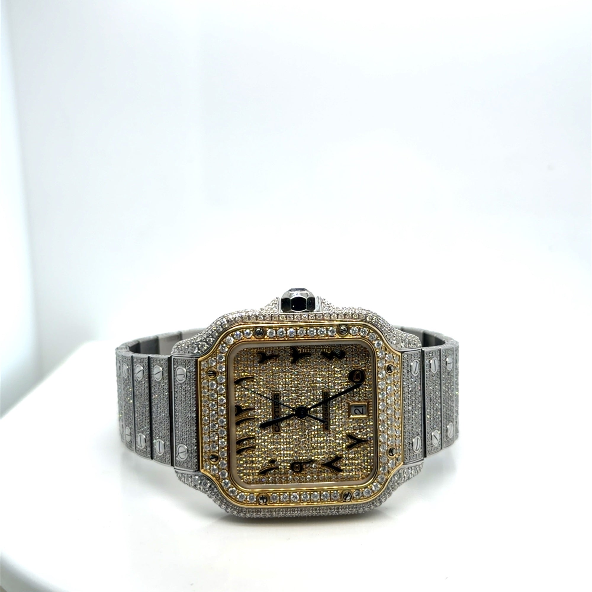 Cartier Santos 40mm Diamond Iced Out Automatic Watch WSSA0018 Box Papers (view 5)
