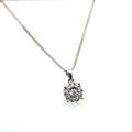 14k White Gold Diamond Cluster Pendant Necklace 0.28 ctw G Impf 18 In