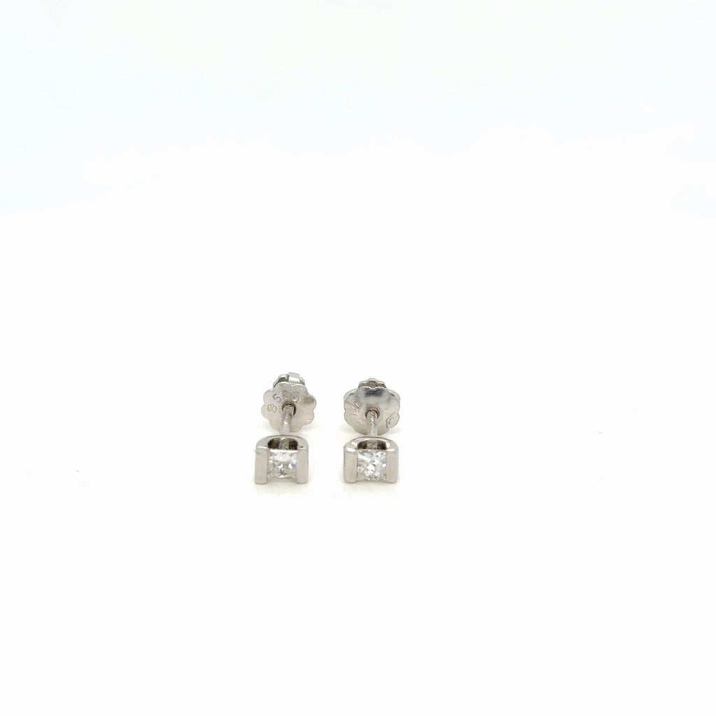 14K White Gold Princess Diamond Stud Earrings 0.20 Ctw F I1 (view 2)